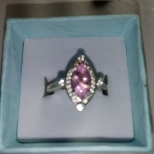 925 Sterling Silver Pink Zirconia Ring